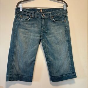 Vintage Y2K 7 For All Mankind Blue Denim Long Jean Dojo Shorts Women Size 30